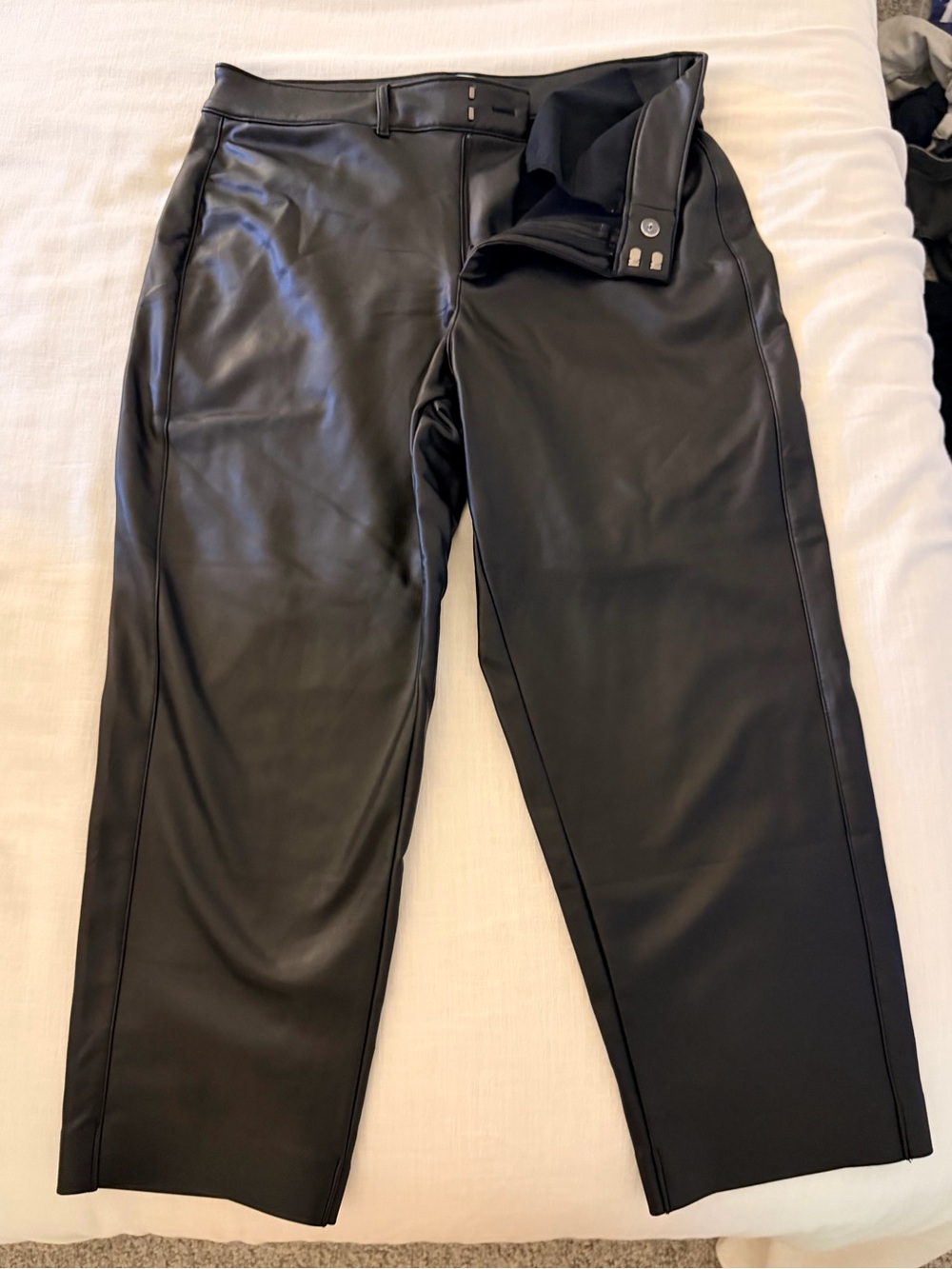 Old Navy Black Faux Leather Straight-Leg Pants